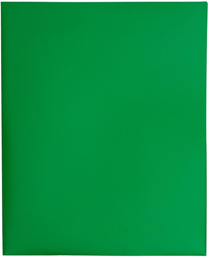 JAM PAPER Plastic 2 Pocket POP Folders - Durable School Folders - Green - Bulk 48/Pack