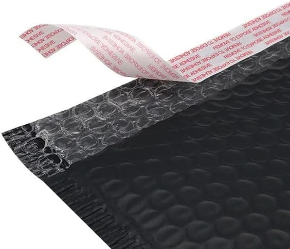 Water Resistant Bubble Envelope Mailers [10 Pack] 6 inch x 9 inch #0 Black Poly Padded Shipping Envelopes Self Sealing Cushioned Packaging Bags