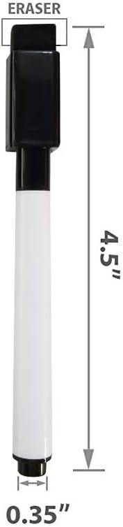 Fine tip Dry Erase Black Markers with Magnetic Cap and Eraser, Perfect for Dry Erase Boards and Whiteboards Pack of 6