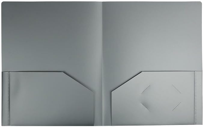 JAM PAPER Heavy Duty Plastic 2 Pocket Extra Tough School Folders - Silver - 12/Pack