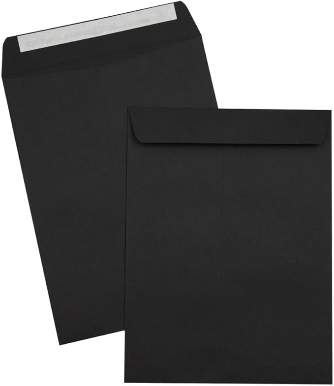 LUXPaper 9 x 12 Open End Envelopes | Peel & Press | Midnight Black | 80lb. Text | 50 Qty