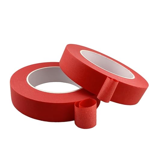 Red Masking Tape, 1 Inch x 55 Yards, 2 Rolls, Painters Tape for Painting, Home, Office, School Stationery, Arts, Crafts, Decoration