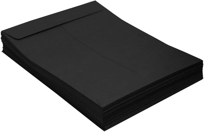 LUXPaper 9 x 12 Open End Envelopes | Peel & Press | Midnight Black | 80lb. Text | 50 Qty