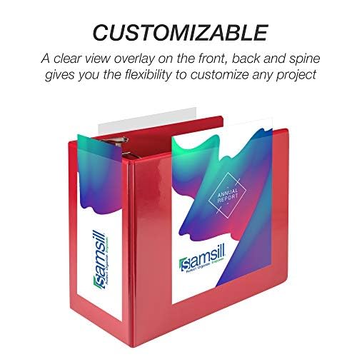 Samsill Durable 6 inch 3 Ring Binder, Locking D Ring 100% Recycled Chipboard, Red
