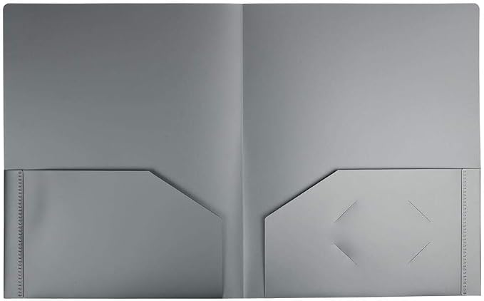 JAM PAPER Heavy Duty Plastic 2 Pocket Extra Tough School Folders - Silver - 6/Pack