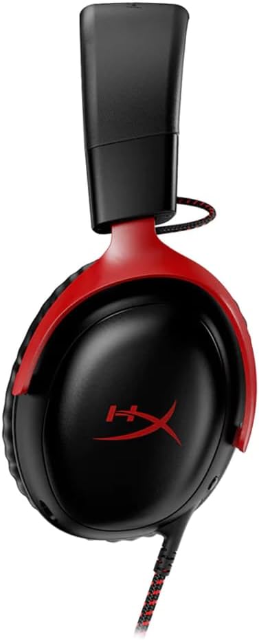 HyperX Cloud III – Wired Gaming Headset,PC,PS5,Xbox Series X|S,Angled 53mm Drivers,DTS Spatial Audio,Memory Foam,Durable Frame,Ultra-Clear 10mm Mic,USB-C,USB-A,3.5mm – Black/Red,(Pack of 10)