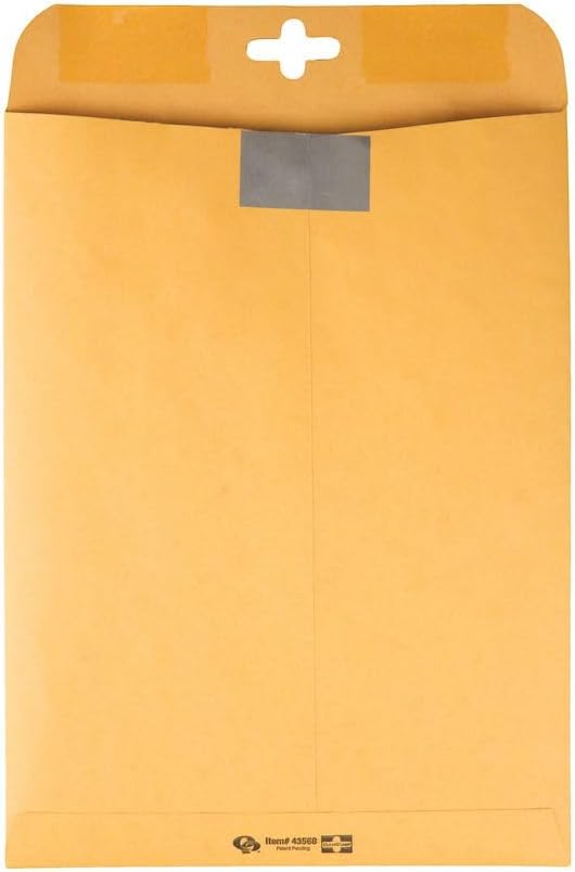 Quality Park 9 x 12 Postage Saving ClearClasp Envelopes, with Reusable Redi-Tac Closure & Gummed Flap, 28 lb Kraft Paper, 100 per Box (QUA43568)