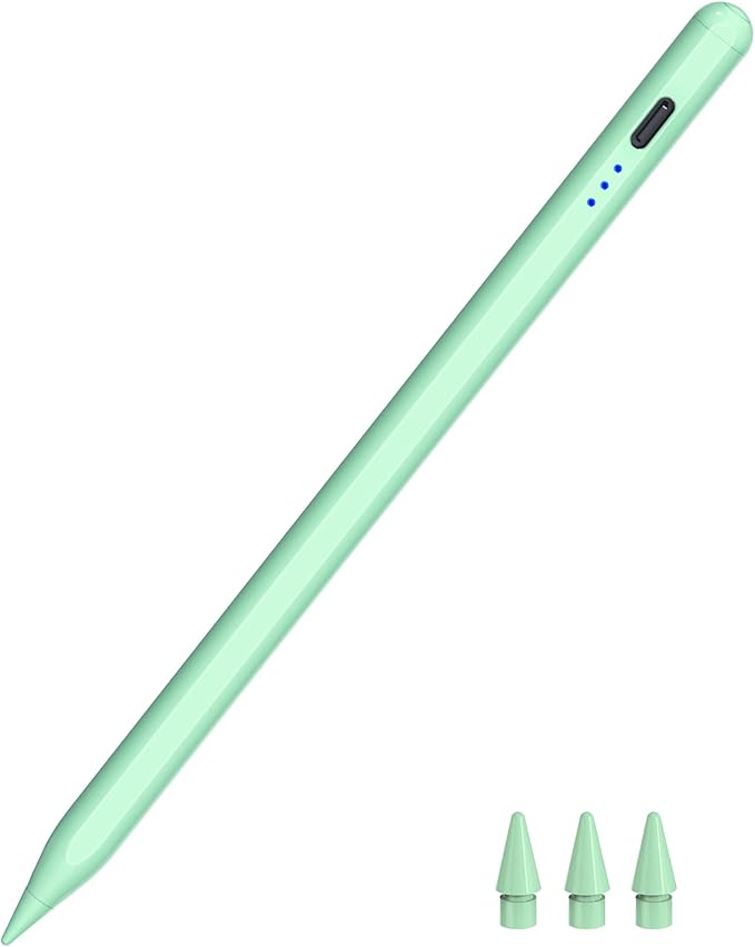 Stylus Pen for iPad 2018-2025, 15 Mins Fast Charging Pencil 1st Gen with Tilt & Palm Rejection Digital Pens Stylus Pens for iPad 6-11, Air 3/4/5/M2/M3, Mini 5/6/7, Pro 11"/12.9"/M4 M5 (Green)