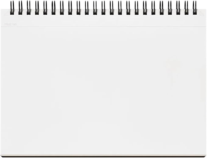 Maruman Mnemosyne Spiral Notebook, Horizontal A5, 5.83"x8.27", 5mm Grid | Professional Black Cover, 140 Graph Pages, Twin-Wire Bound To Lay Flat, Perforated Paper, For School & Office, Made in Japan