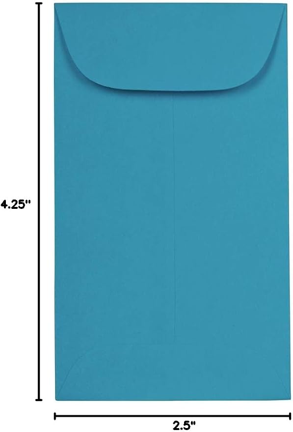 JAM PAPER #3 Coin Business Colored Envelopes - 2 1/2 x 4 1/4 - Blue Recycled - 50/Pack
