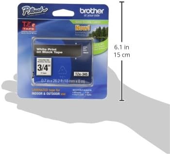 Brother Genuine P-Touch TZE-345 Tape, 3/4" (18 mm) Standard Laminated P-Touch Tape, White on Black, Laminated for Indoor or Outdoor Use, Water-Resistant, 26.2 ft (8 m), Single-Pack