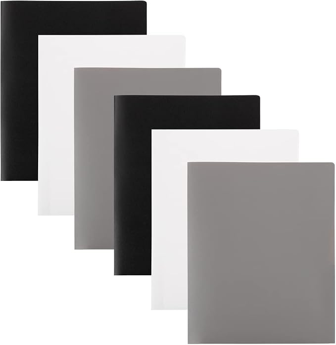 JAM PAPER Plastic 2 Pocket POP Folders - Durable School Folders - Assorted Business Colors - 6/Pack