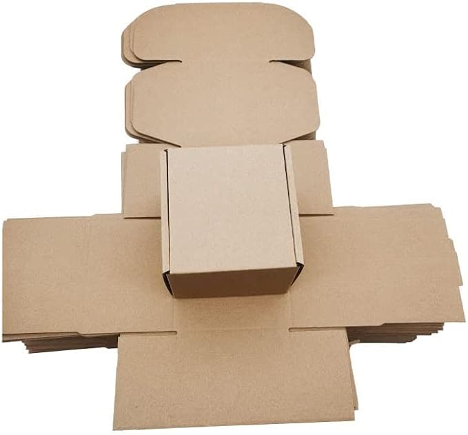 4x4x3 inch Shipping Boxes Pack of 25, Brown Corrugated Cardboard Mailer Box | Tuck Top, Easy Assembly, DIY Cardboard, Recyclable Mailer Boxes for Packaging Small Business and Book Literature Gift Giving