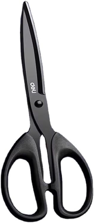 Deli Black Steel Scissors, Sharp Anti-Stick Cutter for School Office Craft | Smooth clean cuts, ergonomic comfy grip, durable blade perfect for back-to-school & handmade crafts office use