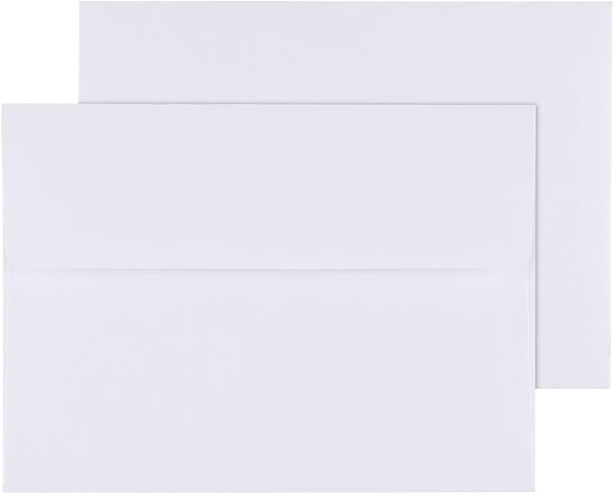 Granhoolm 100 Pack Envelopes - 5x7 for Invitations & Greeting Cards - Peel & Press, Ideal for Weddings (White)