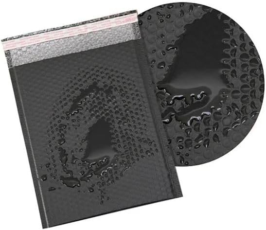 Water Resistant Bubble Envelope Mailers [500 Pack] 6 inch x 9 inch #0 Black Poly Padded Shipping Envelopes Self Sealing Cushioned Packaging Bags