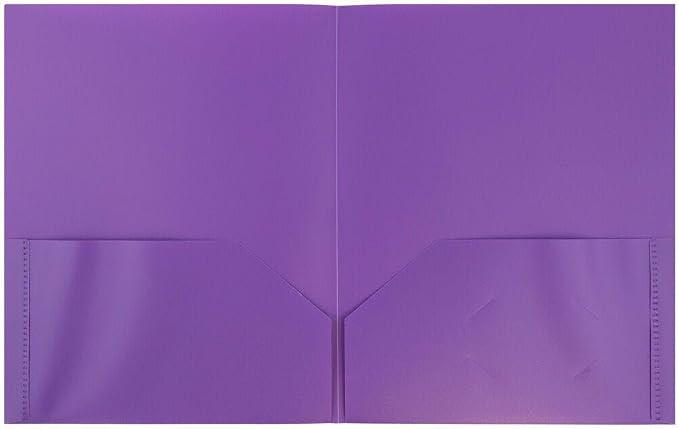 JAM PAPER Plastic 2 Pocket POP Folders - Durable School Folders - Purple - 12/Pack