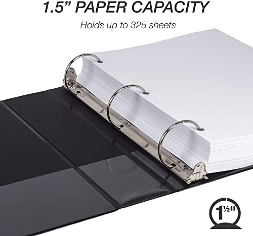 Samsill 1.5 Inch 3 Ring Binders, Made in USA, Economy Round Ring, Clear View Cover, 325 Sheet Capacity - for School, Home, Office - Black, 4 Pack