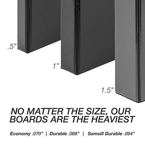 Samsill Durable 1 inch 3 Ring Binder, D Ring Binder, 100% Recycled Chipboard, Black, 12 Pack