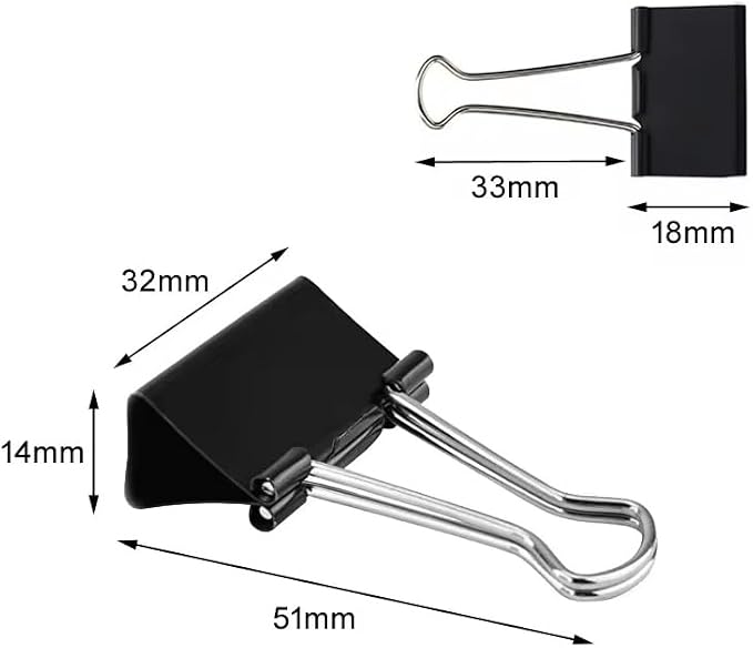 100 Pack Medium Binder Clips, Standard 32mm/1.25 in Binder, Durable Medium Black Binder Clips Bulk, Office Binder Supplies, Paper Binders, Metal Binders for Filing, Office, School, Home