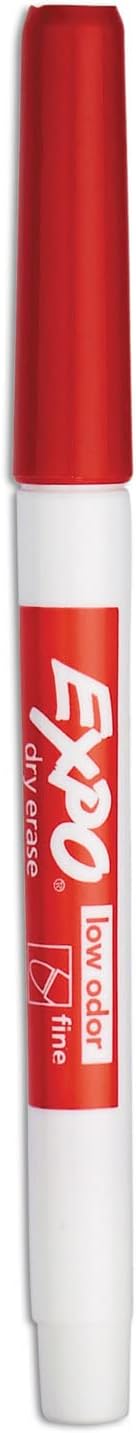 EXPO Dry Erase Markers, Low Odor Ink, Red, Fine Tip, 12 Count - Whiteboard, Calendar, Organization, Essential Supplies for Office, School, Classroom, Teachers