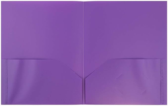 JAM PAPER Plastic 2 Pocket POP Folders - Durable School Folders - Purple - 6/Pack