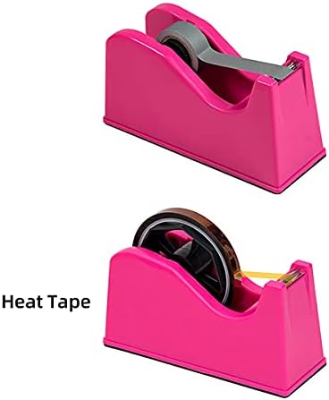IHOMECOOKER Desktop Tape Dispenser Adhesive Roll Holder (Fits 1" & 3" Core) with Weighted Nonskid Base (2Pack-Rose red)