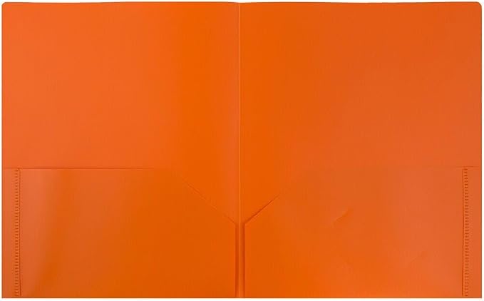 JAM PAPER Plastic 2 Pocket POP Folders - Durable School Folders - Orange - 3/Pack