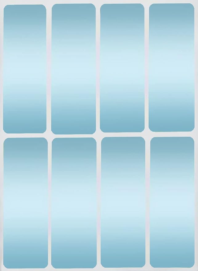 Royal Green Metallic Labels Sticker Rectangular 3x1 inch (75mm x 25mm) Gift Box Stickers in Light Blue - 40 Pack
