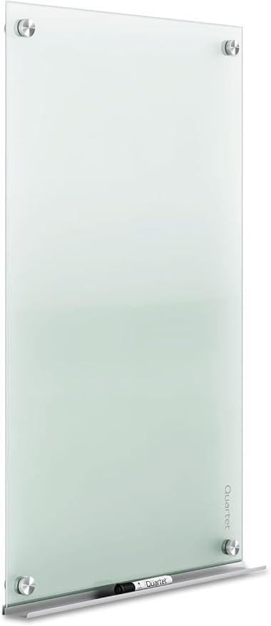 Quartet Whiteboard, Glass Dry Erase Board, Non-Magnetic, 36"W x 24"H, Infinity Frameless Mounting, Includes Dry Erase Marker, Frosted White (G3624F)