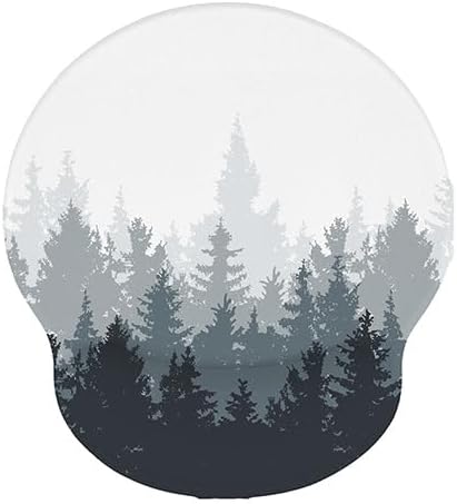Auhoahsil Ergonomic Mouse Pad with Wrist Rest, Comfortable Silicone Non-Slip Computer Pain Relief Gel Mouse Mat with Wrist Support for Gaming, Work, Office, Women & Men, Cute Pattern, Misty Forest