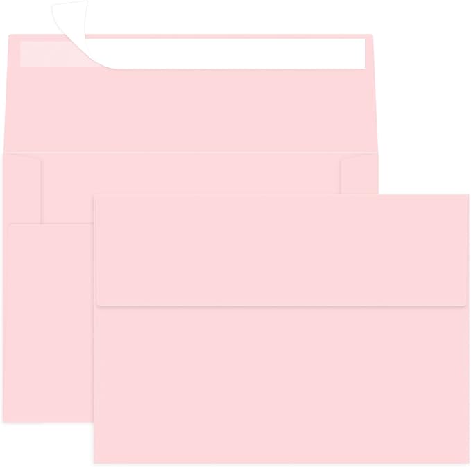 4x6 Pink Envelopes For Invitation, A6 envelope 4.75 x 6.5 inch, 4X6 Envelopes for A6 cards,Self Seal envelopes for weddings, greeting cards,baby shower,photos,birthday (50, Pink, A6)