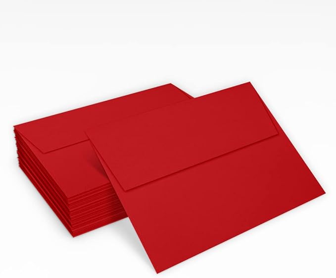 LUXPaper A7 Invitation Envelopes | 5 1/4" x 7 1/4" | Holiday Red | 60lb. Text | 50 Qty
