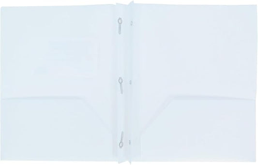 Plastic Folder with Prongs 2 Pocket - (White)