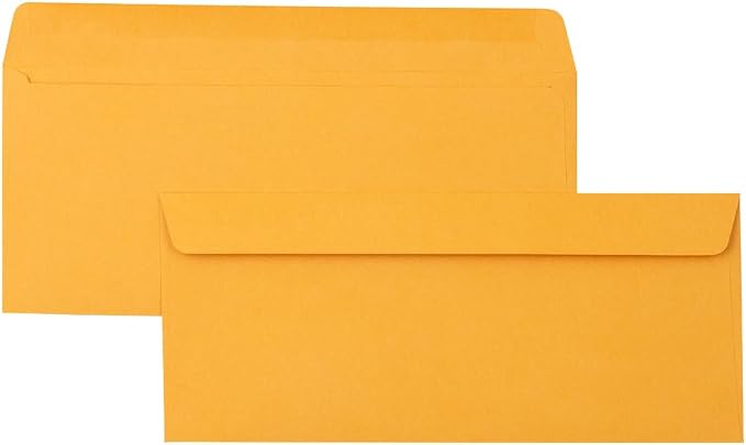 JAM PAPER #12 Manila Envelopes - 4 3/4 x 11 - Brown Kraft Manila - Bulk 500/Box