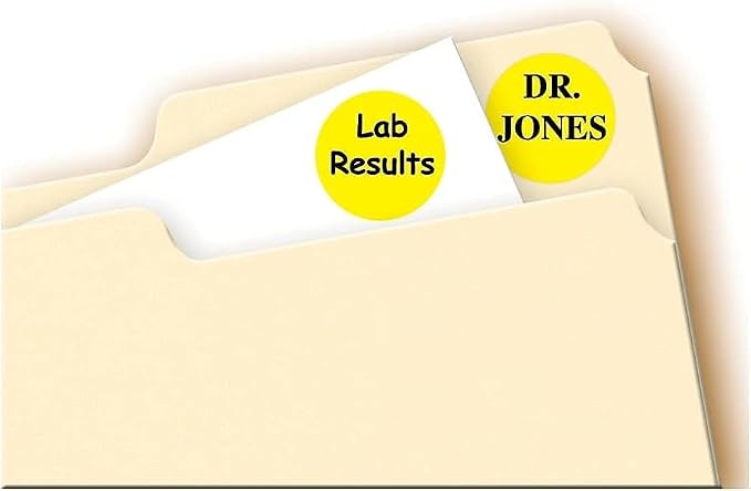 Printable Self-Adhesive Removable Color-Coding Labels, 0.75" dia, Yellow, 24/Sheet, 42 Sheets/Pack, (5462), Sold as 2 Pack