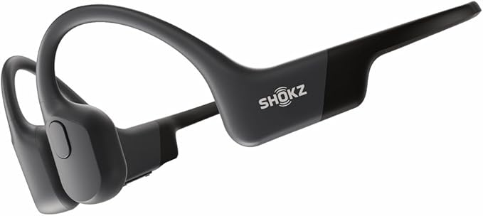 SHOKZ OpenRun Bone Conduction Open-Ear Bluetooth Sport Headphones, Running Workout Bundle with Waterproof Carrying Case & Sweat Headband, IP67 Sweat Resistant, 8H Playtime, Mic, Black
