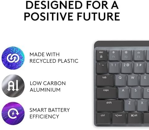 Logitech MX Mechanical Wireless Illuminated Performance Keyboard, Linear Switches, Backlit Keys, Bluetooth, USB-C, macOS, Windows, Linux, iOS, Android, Metal
