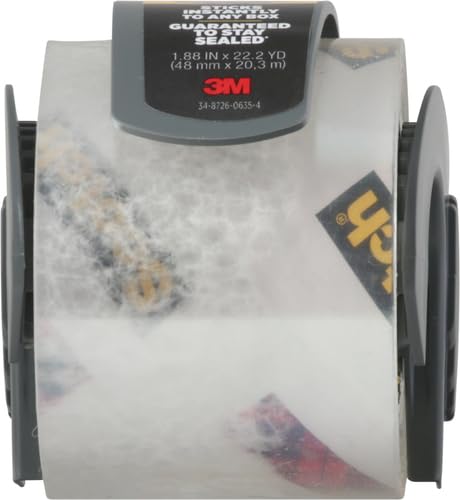Scotch Box Lock Packaging Tape, 1 Roll with Dispenser, 1.88 in x 800 in, Extreme Grip, Sticks Instantly to Any Box (195) (Pack of 2)