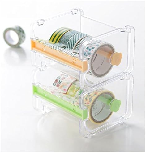 Leoyoubei Transparent Desktop Tape Machine Tape Cutting Machine,Mini Tape Storage Box Double Zigzag Office/School/Family Tape Separator (excluding Tape)