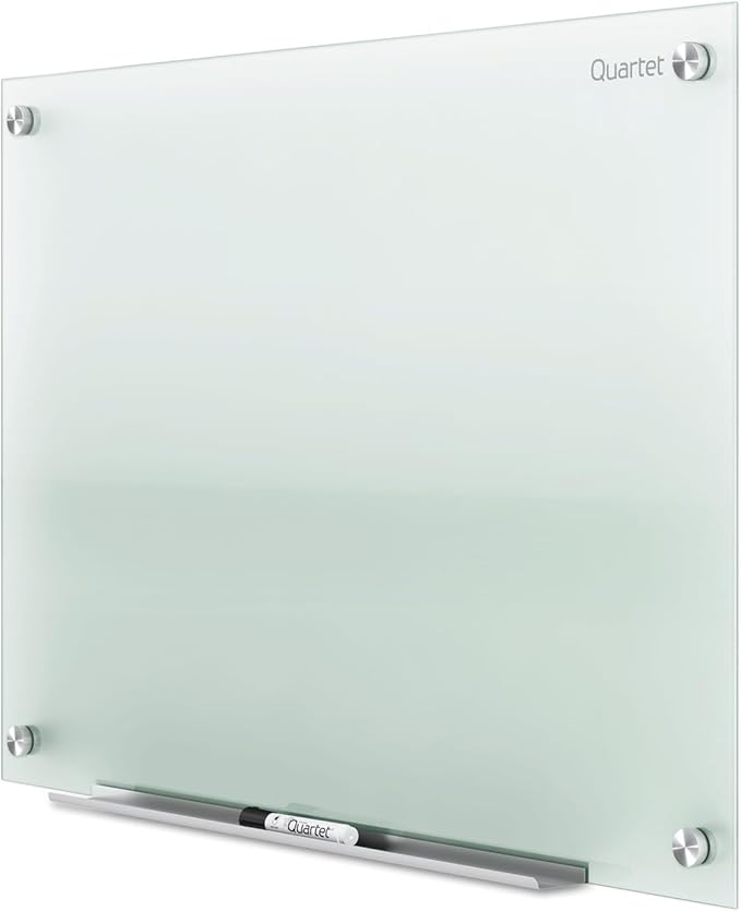 Quartet Whiteboard, Glass Dry Erase Board, Non-Magnetic, 36"W x 24"H, Infinity Frameless Mounting, Includes Dry Erase Marker, Frosted White (G3624F)