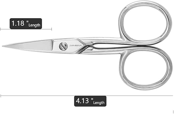 JARVISTAR Small Embroidery Curved Scissors, 4” Forged Stainless Steel Detail Craft Cutter, Sharp Pointed Tip for Fabric Sewing, Needlework, Yarn and DIY Crafts