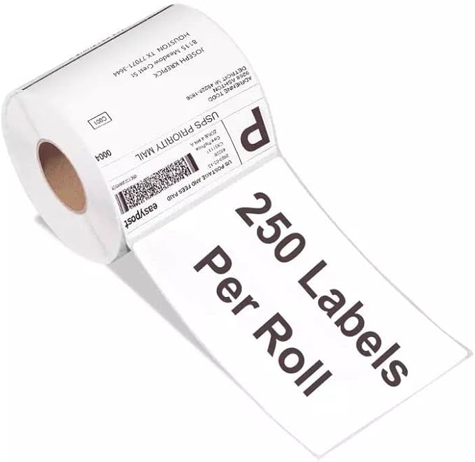 4x6 Direct Thermal Shipping Labels, 250 Per Roll, Mailing Thermal Blank Shipping Labels for Zebra 2844 Zp-450 Zp-500 Zp-505 (10 Rolls)