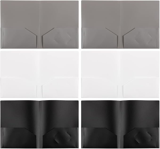 JAM PAPER Plastic 2 Pocket POP Folders - Durable School Folders - Assorted Business Colors - 6/Pack