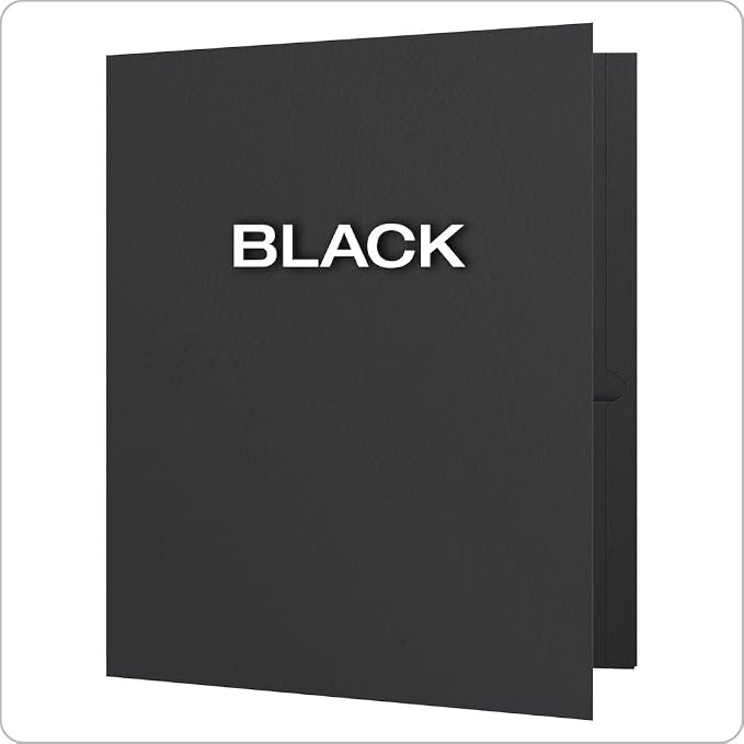 Oxford Twin-Pocket Folders,Textured Paper,Letter Size,Black,Holds 100 Sheets,Box of 25 (57506EE),8-1/2 x 11,(Pack of 5)