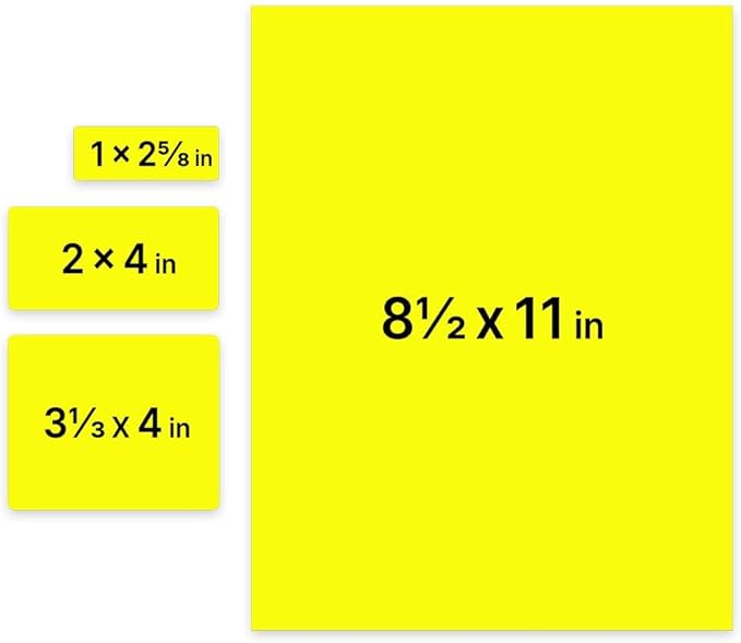 JAM PAPER Shipping & Mailing Address Labels - Multi Size Assortment - Neon Yellow - 370/Pack
