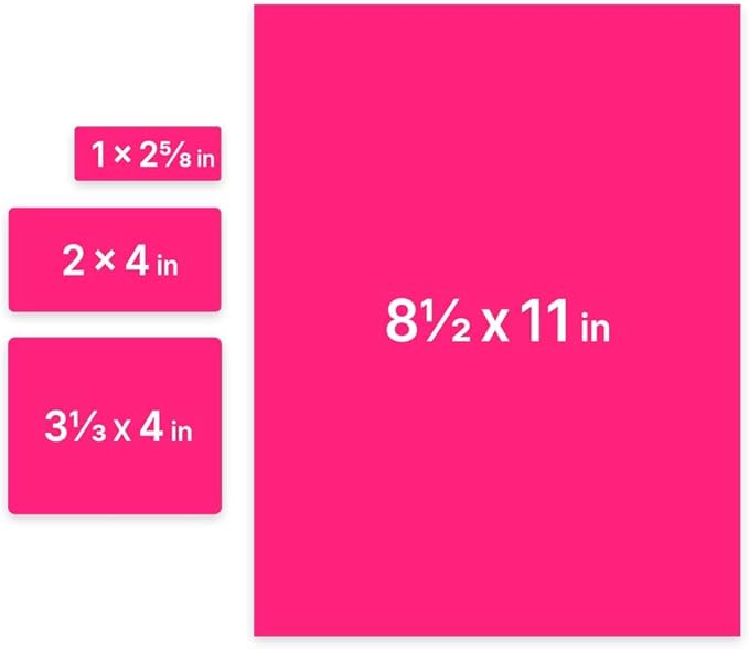 JAM PAPER Shipping & Mailing Address Labels - Multi Size Assortment - Neon Pink - 370/Pack