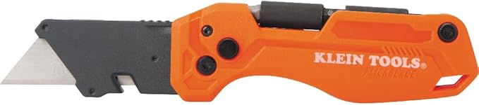 Klein Tools 44304 Folding FLICKBLADE Utility Knife, Compact, Removable Impact Driver, 1/4-Inch Nut Driver and #2 Phillips Bit