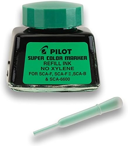 PILOT Super Color Permanent Marker Refill Ink, Xylene-Free, 1 Ounce Bottle with Dropper, Green Ink (48800)