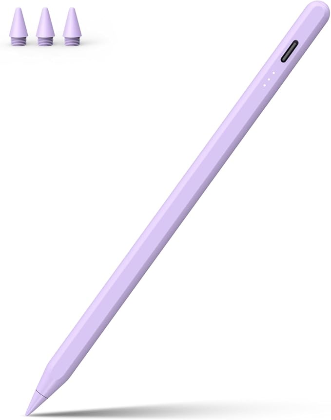 Stylus Pen for iPad, 13 mins Fast Charge for Apple iPad Pencil with Palm Rejection, Compatible with 2018-2025 iPad Air 3/4/5/6, iPad mini 5/6, iPad 6/7/8/9/10, iPad Pro 11"/12.9"/13" (Purple)